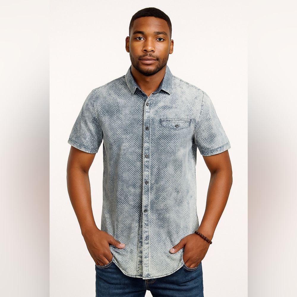 Calvin Klein Bleached/Printed Button Down Shirt